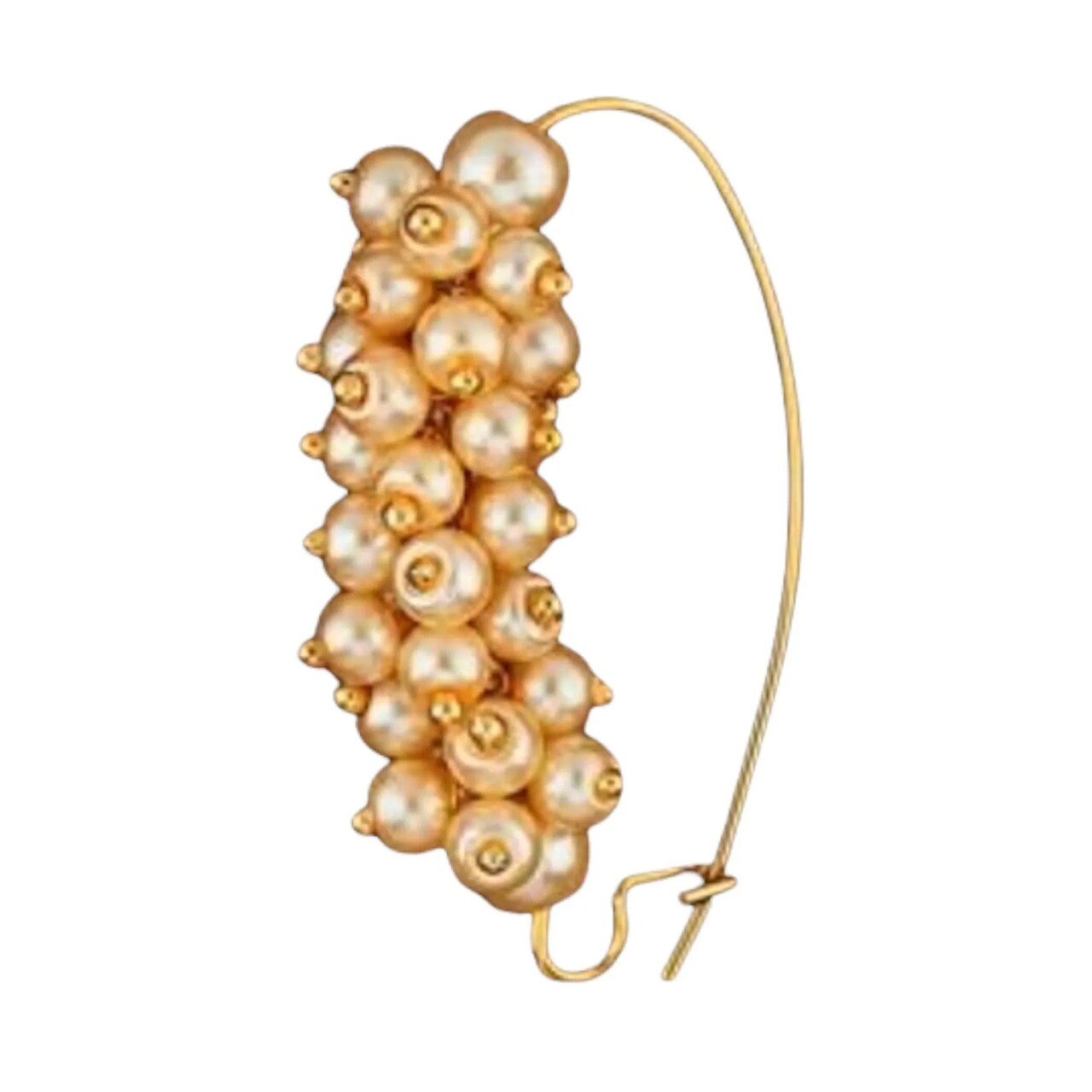 Indian Marathi Nath for Women Moti Pearl Marathi Nath Indian Jewelry Nose Ring Clip-On Marathi Bridal Nathani Bollywood Style Faux Pearl Non-Piercing Jewelry for Women Birthday Gift For Her